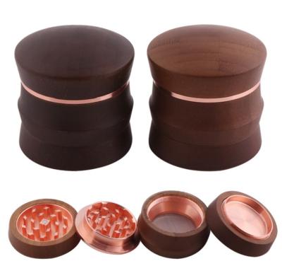 China Custom Logo Bamboo Luxury Matte 4 Pieces Wooden Tobacco Wooden Grinder Herb Bamboo Grinder for sale