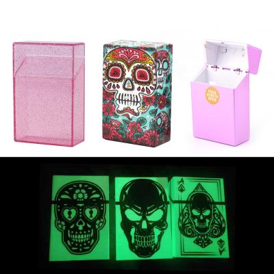 China 20pcs Cigarette Cases Package Waterproof Custom Colorful Glow In The Box Over The Dark Acrylic Plastic Hand Box Flip for sale