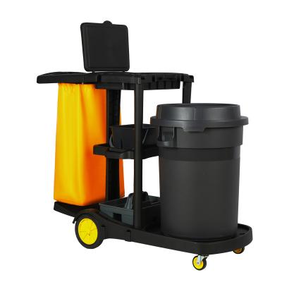 China Multifunctional High Quality Kentucky Cleaning Double Buckets Washing Mopping Cart Cleaning Janitor Cart for sale