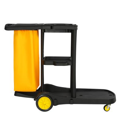 China Multifunctional Hotel Restaurant Mobile Commercial Catering Moving And Doorman Cart Clean Up Cleaning Plastic Trolley With Cover for sale