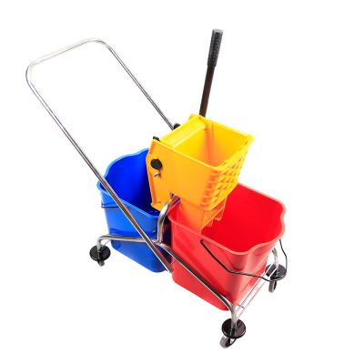 China Sustainable cleaning trolley 60L with double bucket for sale