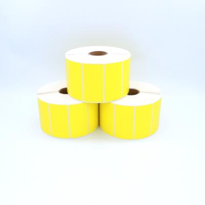 China Factory Wholesale Pure Yellow Custom Sticker A6 Barcode Labels Thermal Sticker Paper Roll for sale