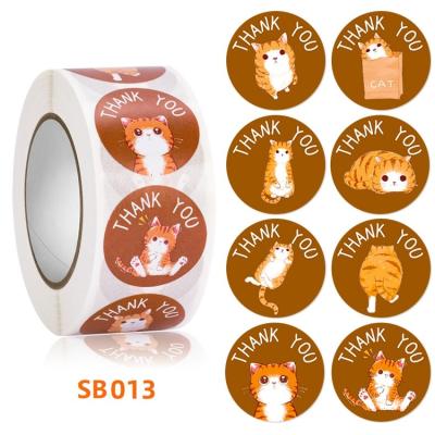 China Custom cartoon sticker factory thank you cute animal sticker cartoon packaging sticker roll for sale