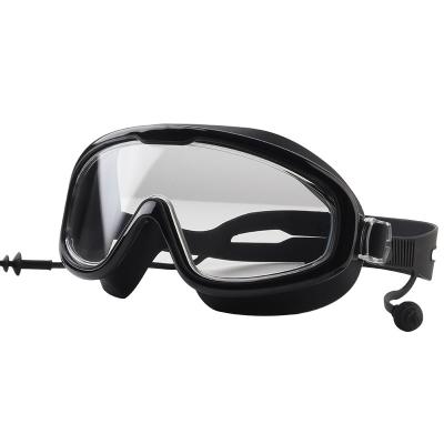 China Universal Adult Fashion Big Frame HD Waterproof Silicone Swimming Fog Goggles for sale