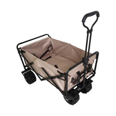 China Portable Easy-carry Wholesale 7 Inch Wide Wheel Folding Camping Four Wheel Camp Outing Traction Car for sale