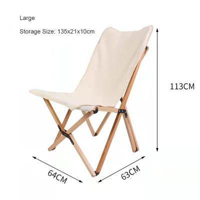 China Butterfly Single Folding Portable Folding Chair Thickened Canvas Solid Wood Outdoor Camping Beech Chair for sale