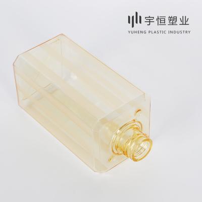 China Luxury Household Products Guangzhou OEM PETG Hair Product Bottles With Containers Screw Caps Square Bottle Personal CareStripe Bottle for sale