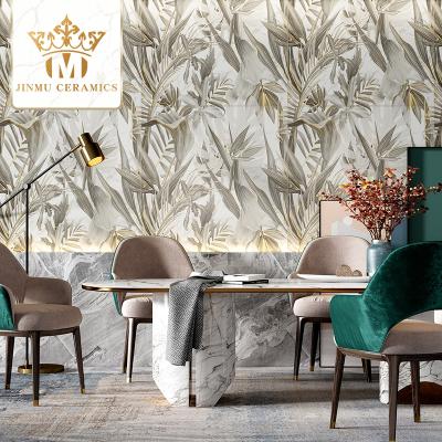 China Europe 600*1200 Gilt Rainforest Tropical Plants Tiles Bathroom Living Room Dining Room Wall Mural Tiles Unlimited Quilting Porcelain for sale