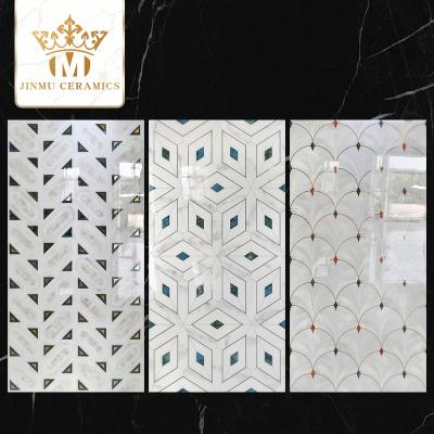 China JM 600*1200 Europe style European gold white ceramic tiles for bathroom restaurant hotel mirror wall ceramic gold decorative tile for sale