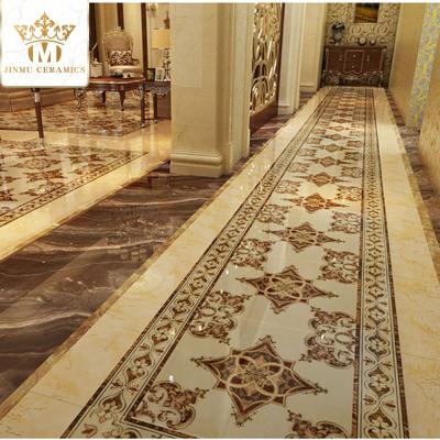 China Europe floor tiles luxury gold plated infinite splicing carpet tiles like waterjet floor tiles for hotel villa600X600mm for sale