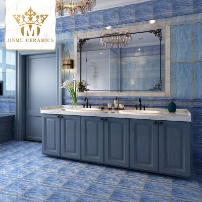 China Europe Foshan 300X600 Kitchen Bathroom Porcelain Balcony Wall Tiles Bathroom Blue Gold Plated Toilet Floor Tiles 300X 300 Ceramic Tiles for sale