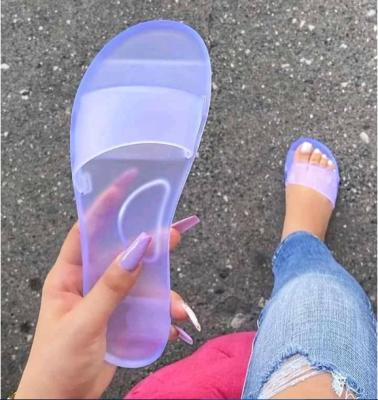 China Fashion trend PVC jelly women's comfortable transparent slippers women jelly shoes fashion clear neon color jelly sandals for sale