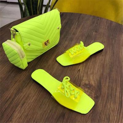 China Casual Fashion Trend Slipper Custom Outside Transparent PVC Lace Up Slippers Toe Slippers Women Flat Women Square Beach Shoes Women's Slippers for sale