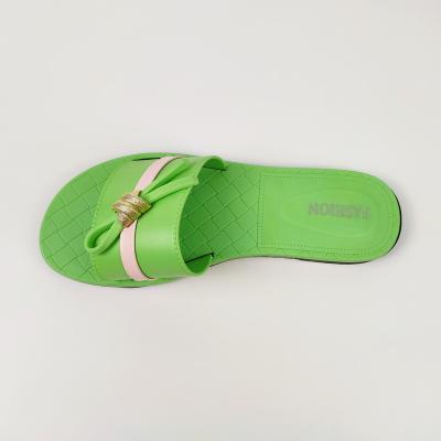 China 2022 Trend Green Summer Fashion Ladies Casual Shoes Flat PVC Slides Women's Flat Shoes For Slippers Designer for sale