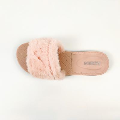 China Fashion Trend Good Quality Comfortable Customize Outdoor Ladies Fur Flip Flops Sandals Shoes For Women for sale