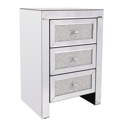 China Collapsible actions of Docarelife in the USA! Tables Drawer Crystal Diamond Bedside Table Bedroom Furniture with 3-Drawers for sale