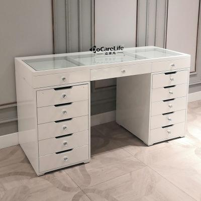 China Table Top Glass Stock on USA! Docarelife White Wooden Bedroom Corner Makeup Dressing Desk Vanity Table for sale