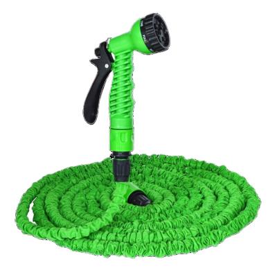 China Euro BS Amazon Standard Top Adjustable Selling Green Expandable Garden Hose With 7 Patterns Spray Nozzle And Quick Connector for sale