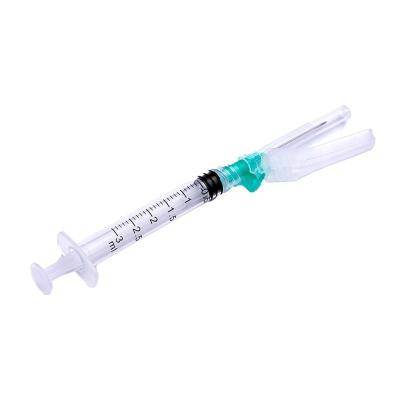 China Wholesale Disposable 1ml SUS 304 Safety Hypodermic Needle Syringe With Safety Needle for sale