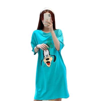 China New Breathable Solid Women's Summer Shorts Sleeve Nightgown Nightwear Fashion Casual Style Ladies Homedress Soft Cartoon Print for sale