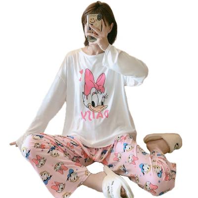 China Thermal Pj Set Long Sleeve Long Pants Cartoon Printing Woman Clothes Spring Autumn New Pajamas Set Fashion Style Ladies Sleepwear for sale