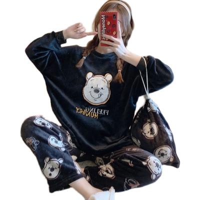 China Breathable Long Sleeve Long Pants Sleepwear Fashion Style Casual Style Pajamas Set Crew Neck Cartoon Printing Homesuit Homeclothes for sale