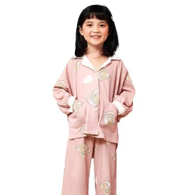 China Breathable Girl Child Pj Set New Soft Pajamas Set Pj Set Long Sleeve Long Pants Sleepwear Fashion Style Casual Style Turn Down Collar for sale