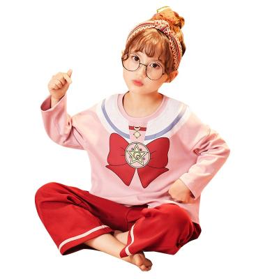 China New Spring Autumn Long Sleeve Long Pants Sleepwear Homesuit Homeclothes 100% Soft Print Breathable Kid Girl Pajamas Set Cotton Kid Girl Pajamas Set for sale