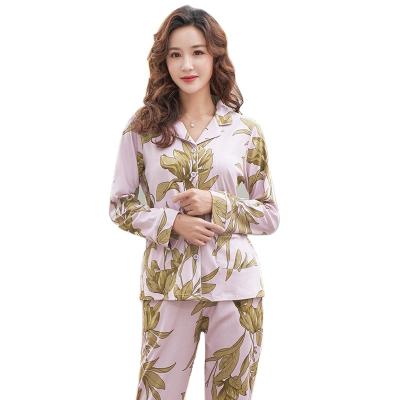 China Breathable Pajamas Women 100% Cotton Plus Size Pajamas Set Long Sleeve Autumn Winter Sleepwear Toon Purple Loungewear High Quality Homewear for sale