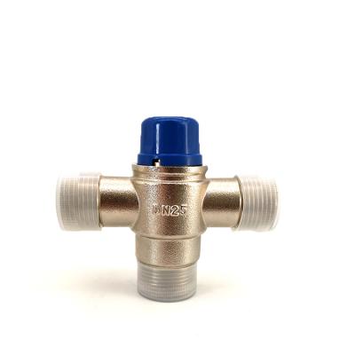 China General Nickel Plated Thermostatic Mixer Valve Mixingwater Valve Temperature Control Valve for sale