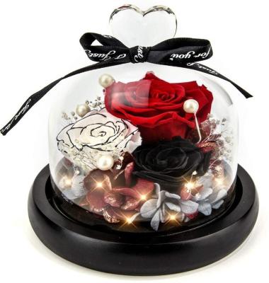 China Yuntu Wedding Flower Arrangements Preserved Eternal Eternal Rose in Glass Dome Gift Box Roses for Valentine's Day Mother's Day Gift for sale