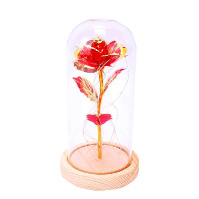 China Popular Beautiful Colorful 24K Gold Foil Flower LED Light Up Rose Gift Box Artificial Luminous Rose for Valentine's Day and Christmas Occasion for sale