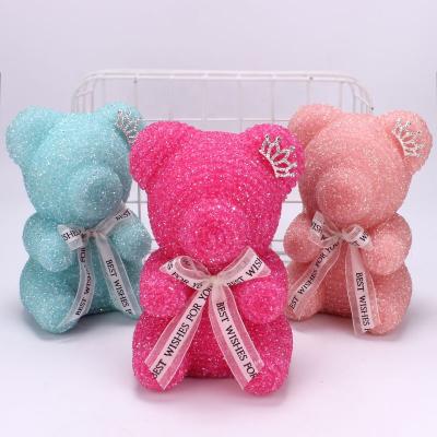 China Wholesale 25cm Hot Creative Valentine's Day Chinese Style Factory Sale Diamond Handmade Crystal Teddy Bear With Gift Box for sale