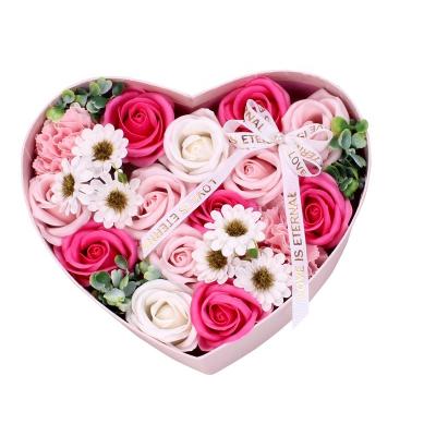 China Handmade Christmas Artificial Flower Gift Box Valentine's Day Gift Soap Flower Gift Box Birthday Gift Heart Shaped Rose Popular Surprise Romantic Artificial Rose for sale