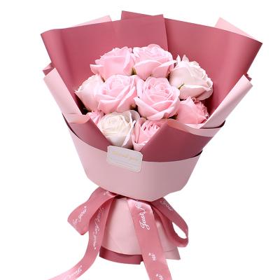 China Artificial Flower Plant Outlet Valentine's Day Gift 11 Rose Bouquet Gift Box Christmas Gift Soap Flower + Soap Gift Box for sale