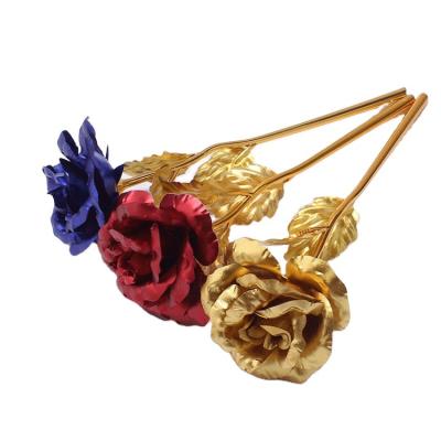 China Christmas Gift Christmas Simulation Flower Gold Plated Rose For Girlfriend Teacher Rose Valentine's Day Gift 24K Gold Foil Simple Creative for sale