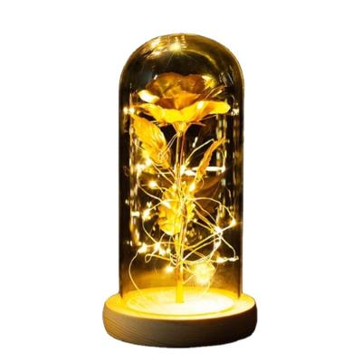 China China Christmas Birthday Gift for Girlfriend and Lover LED Lamp 24K Gold Foil Mounted Glowing Pink Night Light for sale