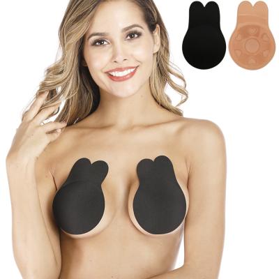 China Style Comfortable Black Lightweight Invisible Lift Rabbit Ear Snipple Pies Adhesive Nipple Shield for sale