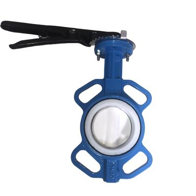 China General Pn10 Pn16 Soft Seal Handle Tetrafluorin Flange Butterfly Valve for sale