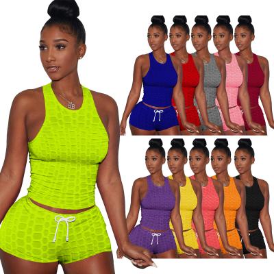 China 2021 New Style QUICK DRY Tight Sportswear Workout Two Piece Set 2 Piece Set Women Short Summer Dress Set Women for sale