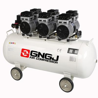 China oil free air compressor for sale portable 3HP 100L piston style noise less oil free air compressor for sale