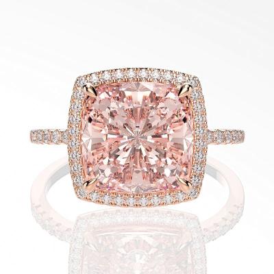 China CLASSIC 925 Silver Jewelry Pipeline Luxury Material Pink Morganite Zircon Gemstone Silver Ring for sale