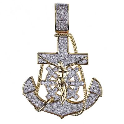 China Custom Hiphop Jewelry Mens Zircon Hi P Hop Iced Out Anchor Pendant for sale