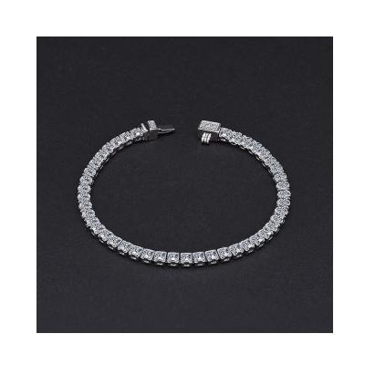 China Hot White Zirconia Tennis Square Style 3*3mm 4*4mm Hiphop Ins Sale Chain Bracelet for sale