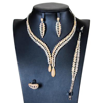 China Hyperbole Africa Style Trapezoid Zircon Paved 4 Pieces Jewelry Set for sale