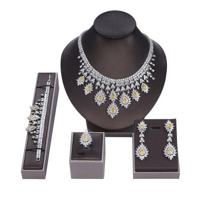 China Romantic Jewelry Set CZ +AAA Platinum Plated Middle East Necklace Earrings Ring Bracelet Zircon Jewelry Set Wedding Set for sale