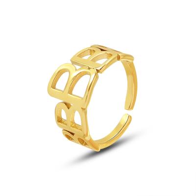 China FASHIONABLE High Quality Personalized Stainless Steel Letter B Ladies Ring Irregular Opening Wholesale for sale