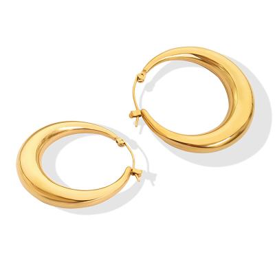 China TRENDY Simple 18K Gold Plated Stainless Steel Jewelry Chunky Thick Gold Circle Hypoallergenic U Shaped Hoop Earrings for sale