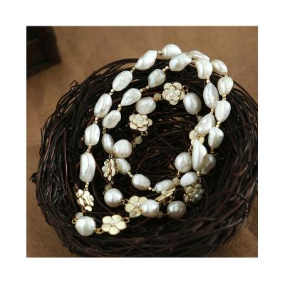 China 2020 Newest Baroque Camellia Flower Long Sweater Chain Irregular Freshwater Necklace FASHIONABLE for sale