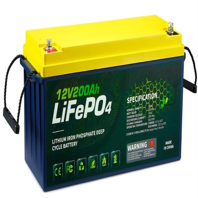 China Commercial 12V200Ah LiFePO4 Lithium Battery, 2560Wh Power Supply Built-in 100A BMS, Perfect for Marine, RV, Solar System for sale